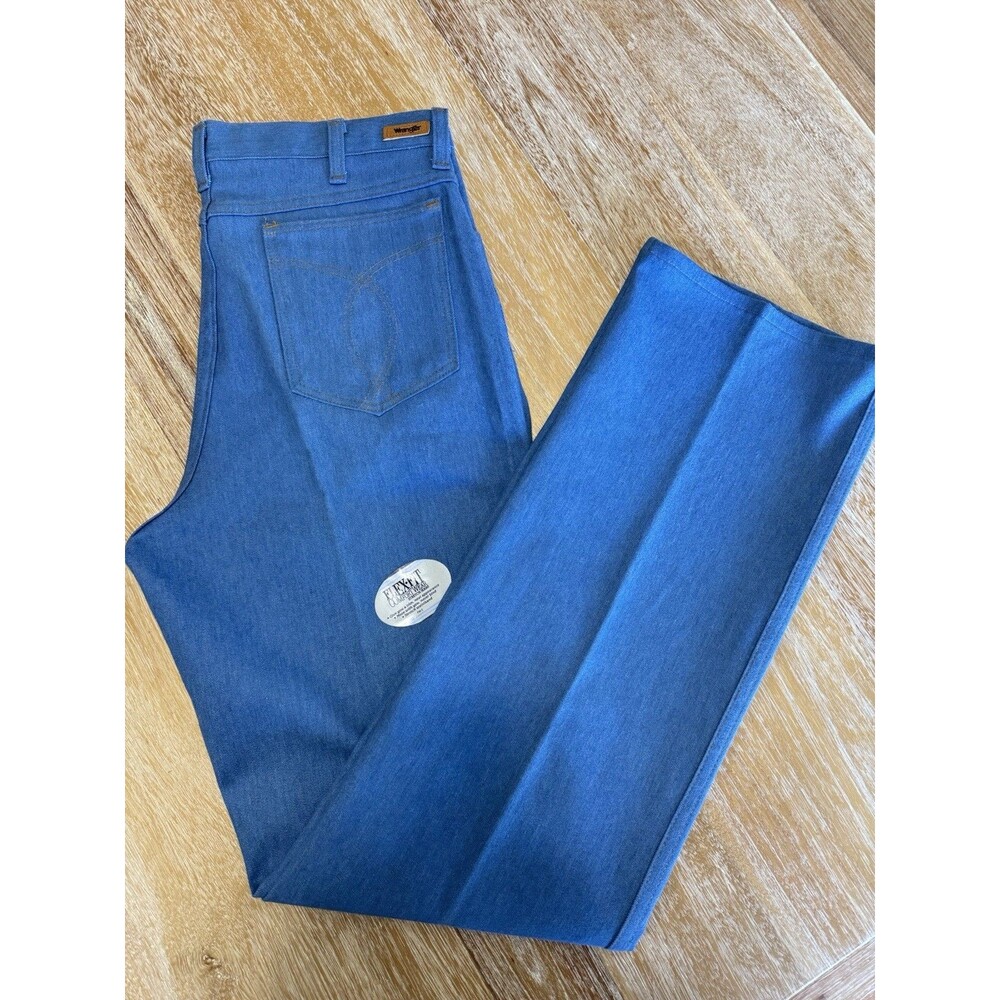 Vintage Wrangler Pant Mens 34 Long NWT USA Made Light Blue Boot Zipper Deadstock